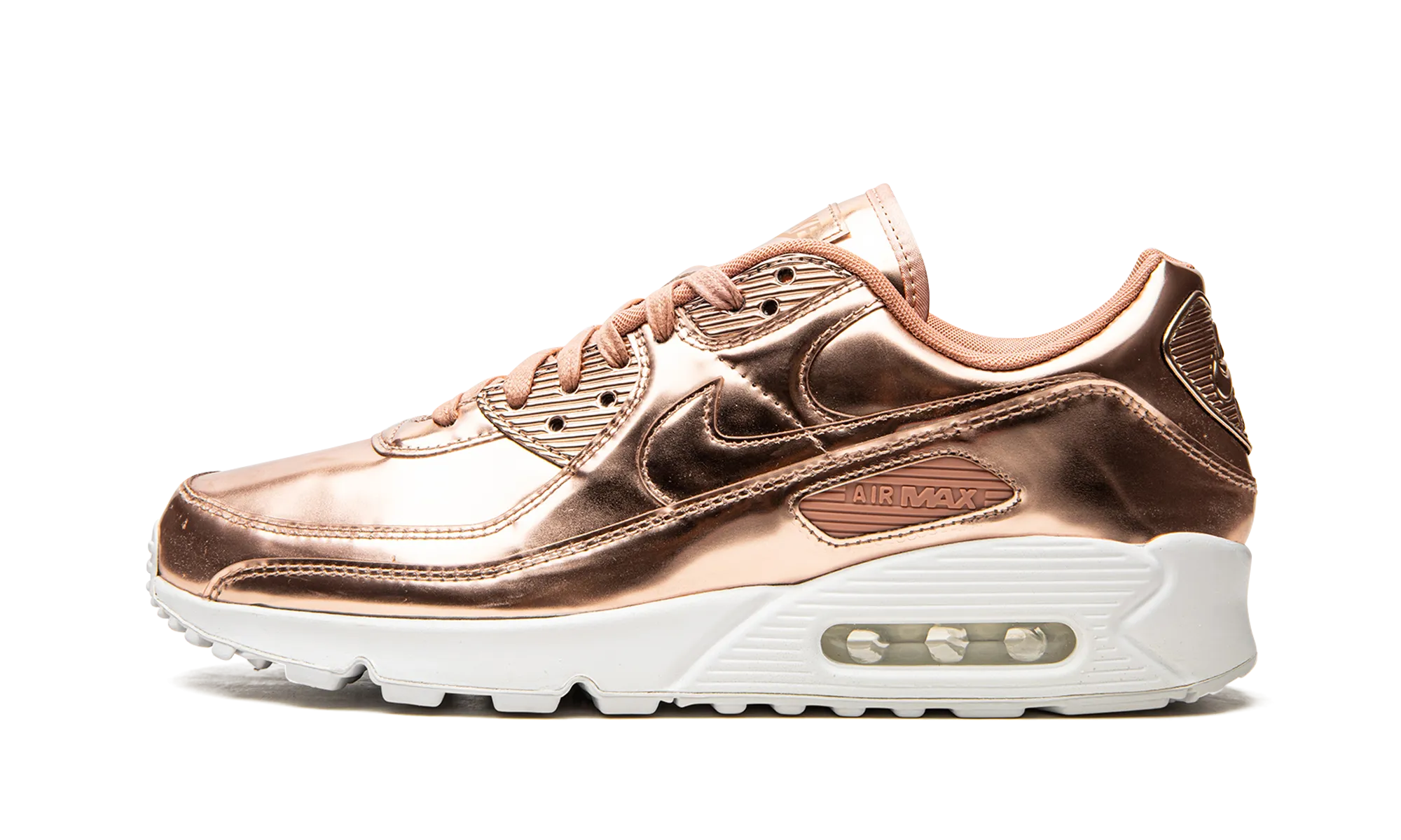 AIR MAX 90 WMNS "Metallic Pack - Rose Gold" running in a tundra area shoes