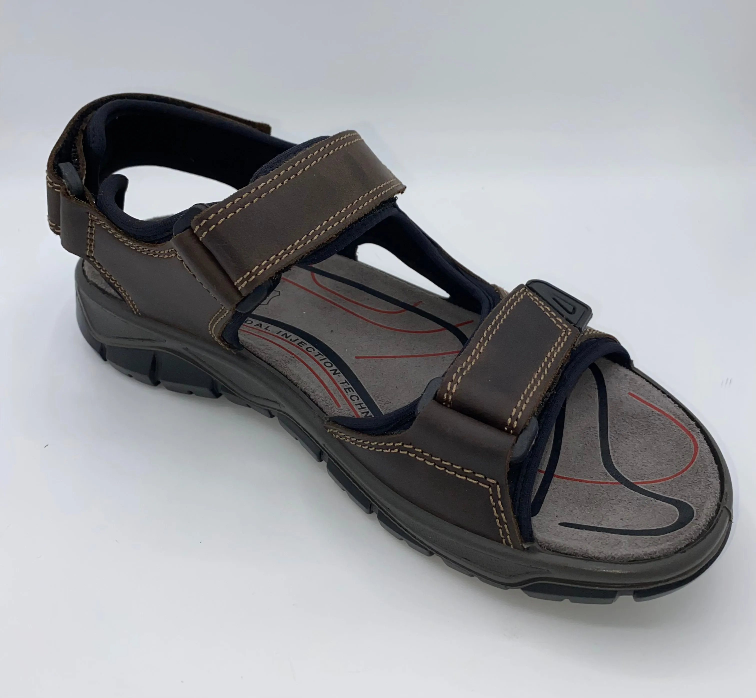 White Clean Quick Outing IMAC Italian Leather Velcro Sandals Dark Brown - 196264 3403/003