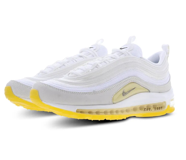 Men's Nike Air Max 97 FR (White/Gold) Classy Touch Lace Up System