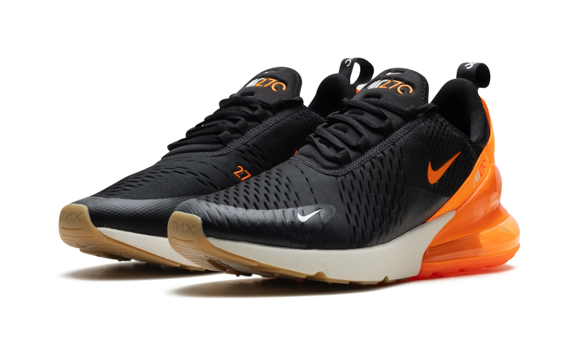 Air Max 270 "Black/Total Orange-Bright Crimson" marathon - event running shoes Durability Guarantee