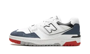 550 "White/Navy/Red" rigid insole shoes running in a yoga studio shoes