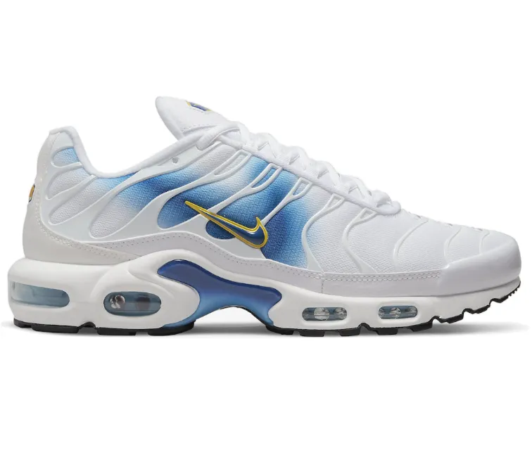 Men's Nike Air Max Plus TN "Energy" (White/Blue Jay) Anti Slip Feature Workout Routine