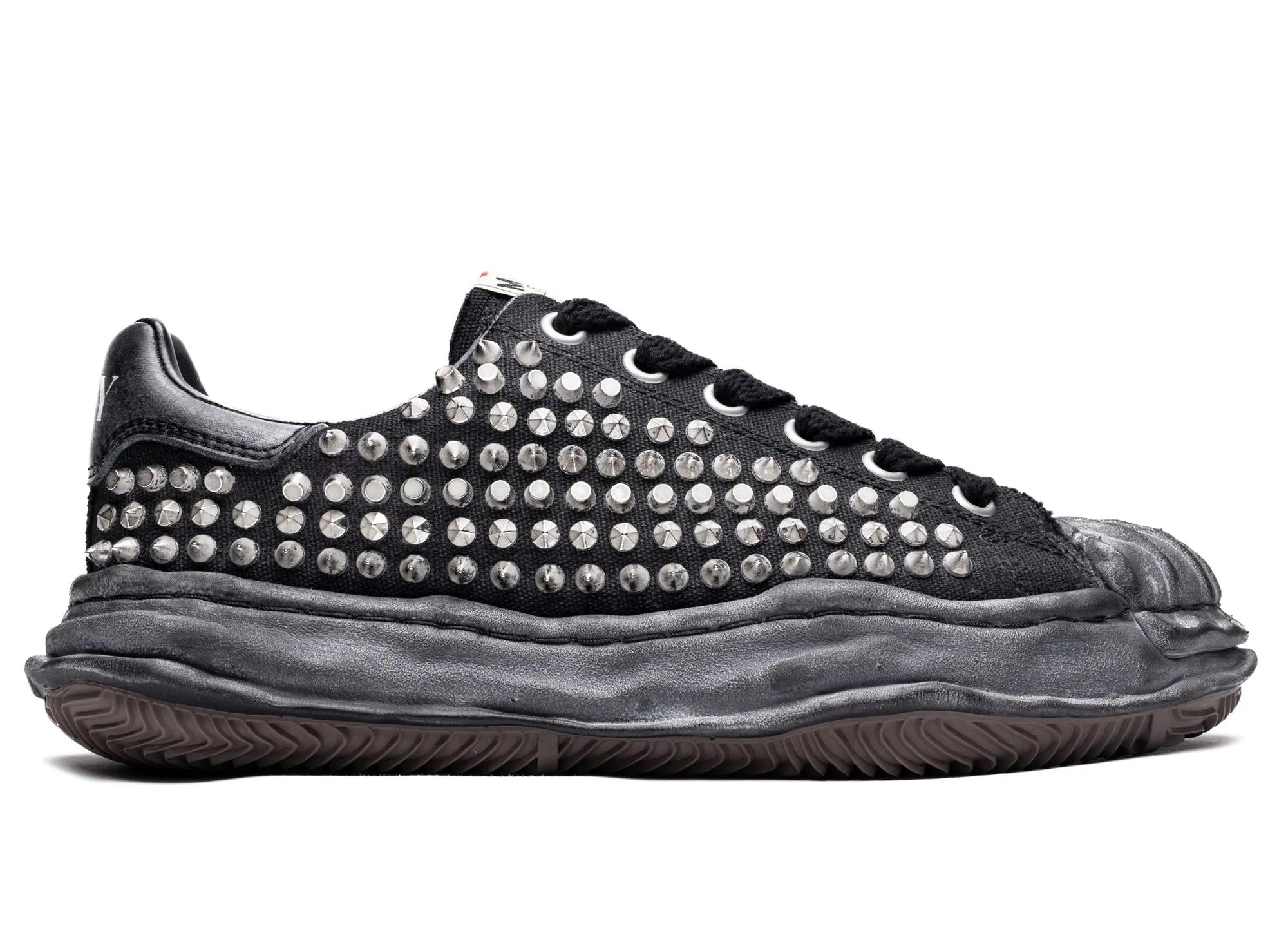 Maison Mihara Yasuhiro Spiked Blakey Low in Black/Black Breathable Upper Modern