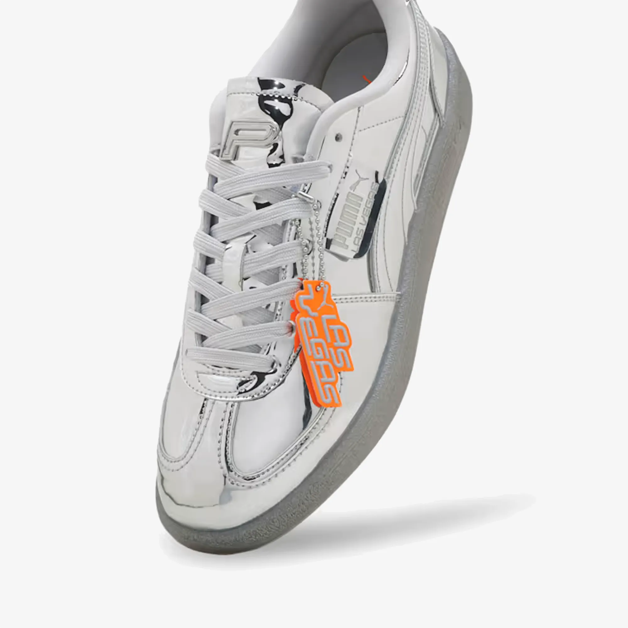 Comfy Outsole Smooth Steps PUMA | PALERMO CLUB VEGAS LEATHER { SILVER-GLACIAL GRAY-ORANGE GLO