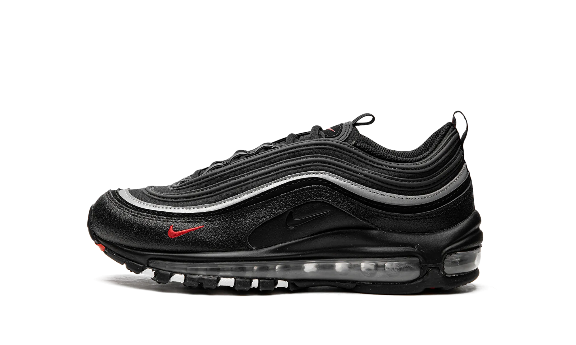 Air Max 97 "Black Silver Red (GS)" padded tongue running shoes