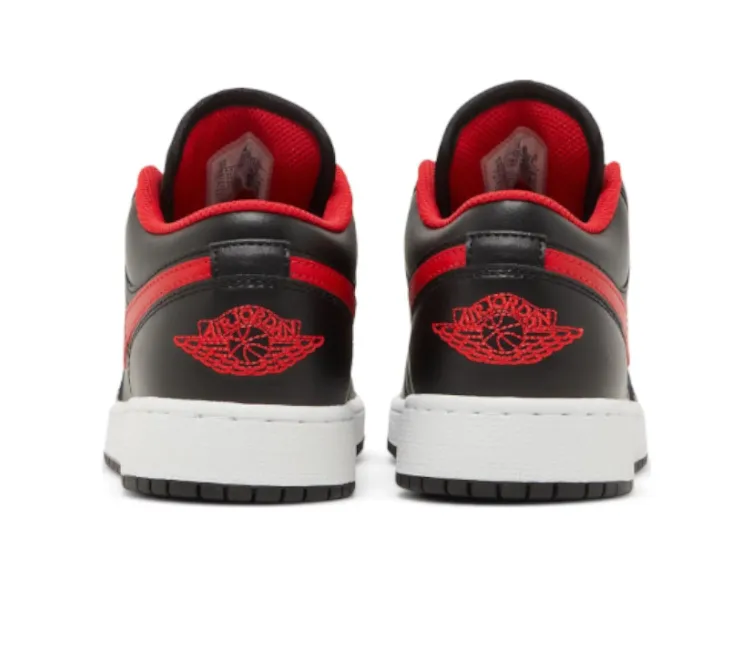 GS Nike Air Jordan 1 Low (Black/Fire Red) Trendy Wear soft feel