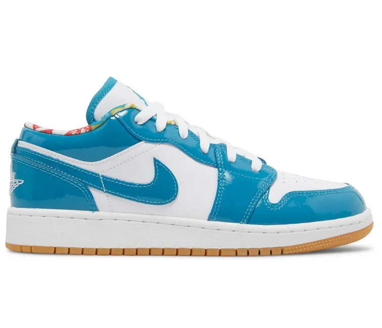 GS Nike Air Jordan 1 Low SE (Cyber Teal) Grip Focus Oversized Tongue