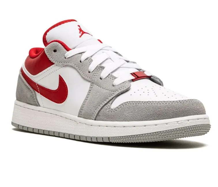 GS Nike Air Jordan 1 Low SE (Smoke Grey/Red) Layered cushioning