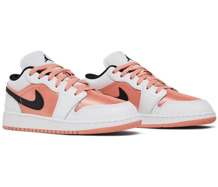 GS Nike Air Jordan 1 Low (White/Peach) Torsional Stability Outdoor Adventure