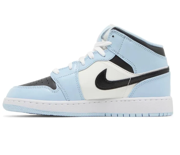 GS Nike Air Jordan 1 Mid (Ice Blue) Synthetic Leather Panels
