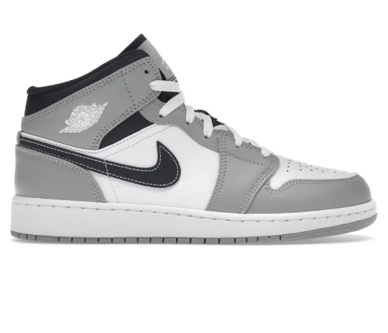 GS Nike Air Jordan 1 Mid (Smoke Grey) Stylish Wear Sporty Style