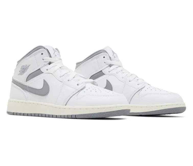 Non Slip Sole Flexible Groove Outsoles GS Nike Air Jordan 1 Mid (Vintage Grey)