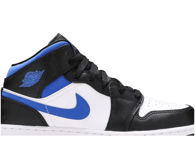 GS Nike Air Jordan 1 Mid (White/Racer Blue) Stitchless Bonding Tear Resistant Fabric
