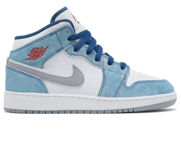 GS Nike Air Jordan 1 SE Mid (French Blue) Recycled materials RoadRunning