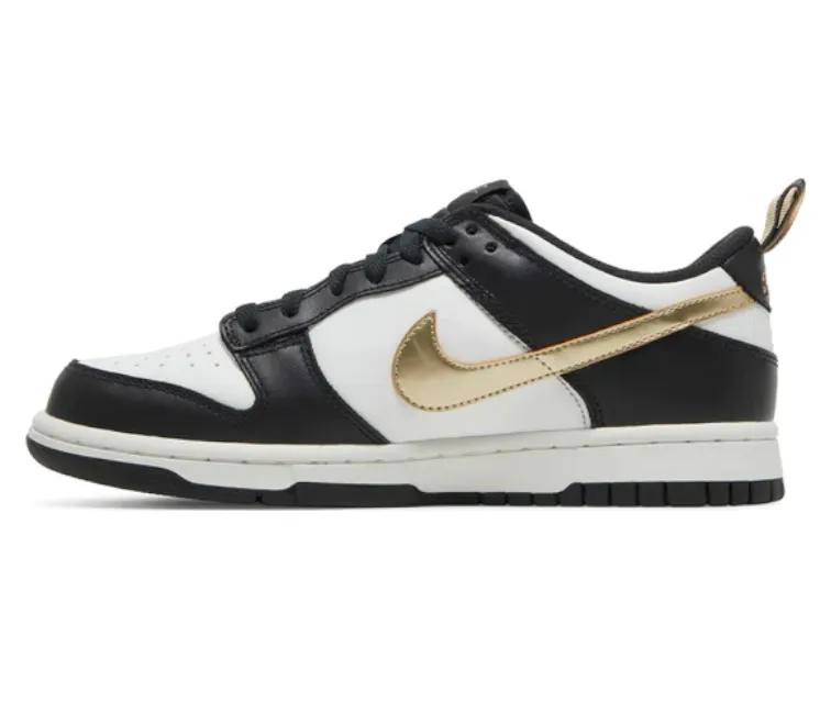 GS Nike Dunk Low (Black/White-Gold) Dual Density Midsole Foot Relax