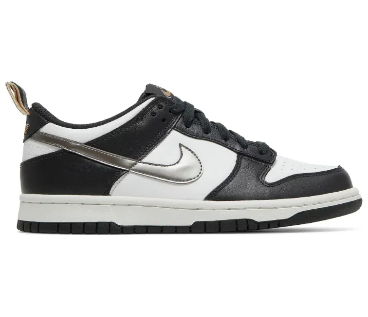 GS Nike Dunk Low (Black/White-Gold) Quick Motion