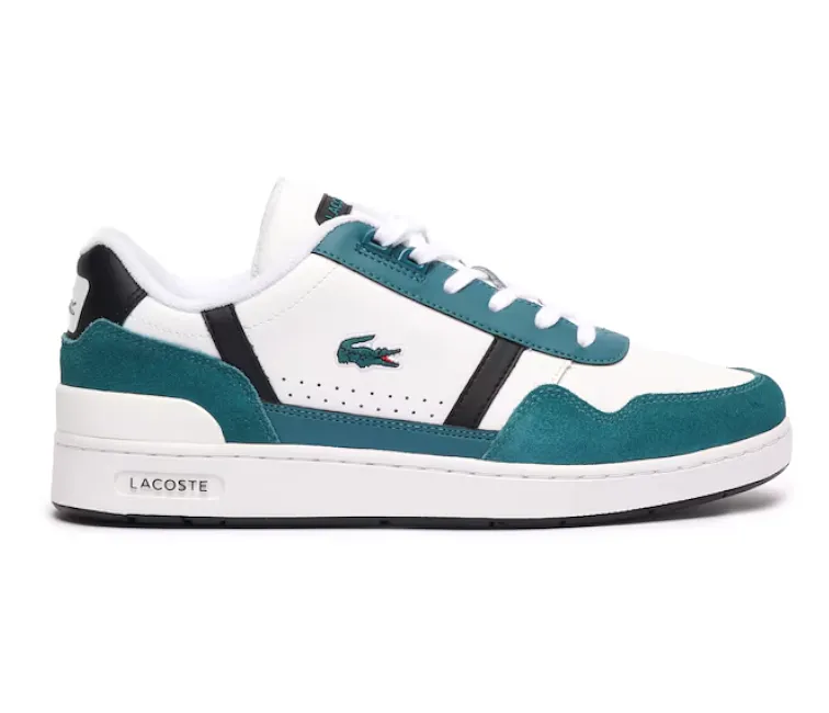 Men's Lacoste T-Clip 124 7 SMA (White/Dark Green) Breathable mesh Smooth Lines