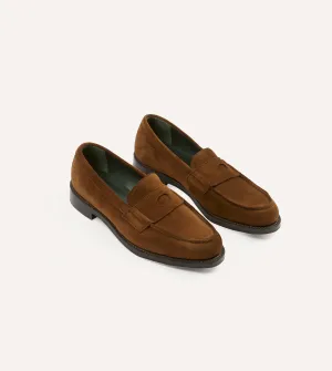 Snuff Suede Charles Goodyear Welted Penny Loafer Gloss Tip
