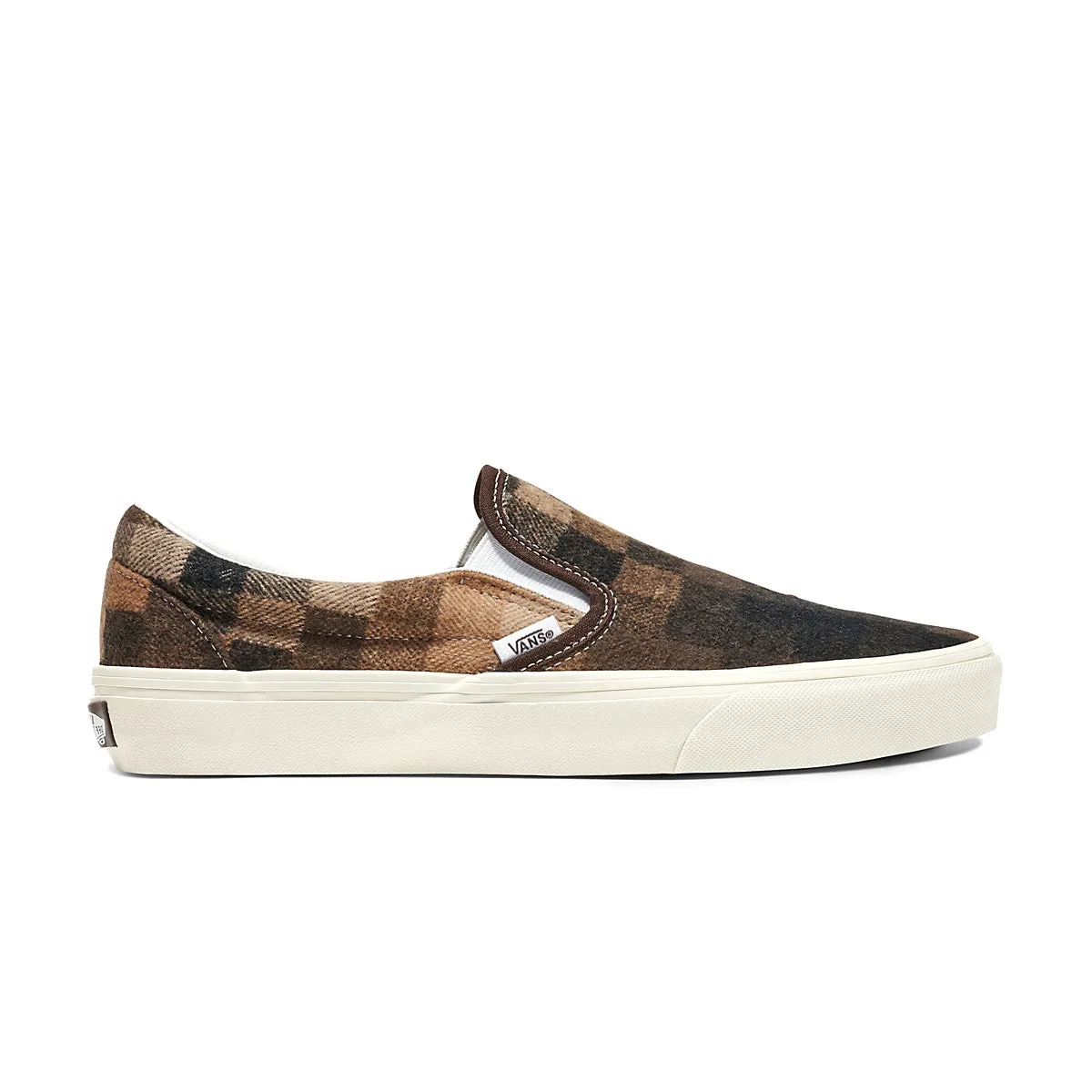 Classic Slip On 'Sweater Check Brown' Warm in winter narrow - fitting