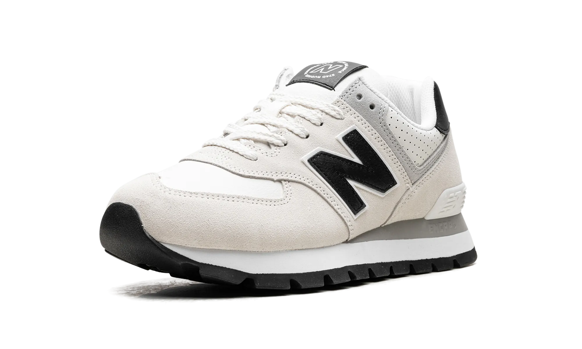 574 Rugged "White Black" trendy running shoes Treadmill running