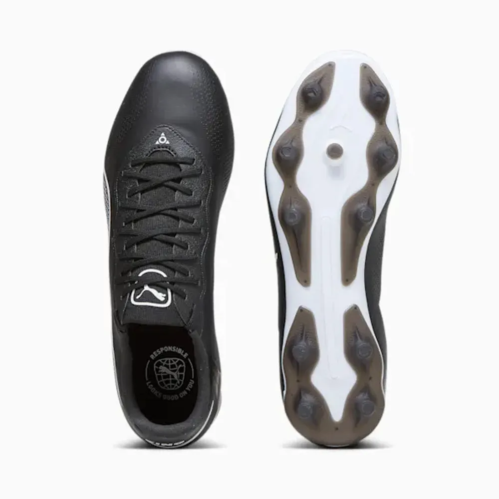 Puma King Pro FG/AG Football Boots (Black/White) Smooth Move Luxe Finish