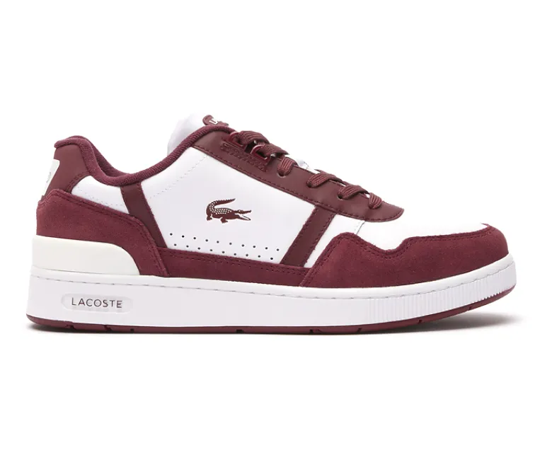 Men's Lacoste T-Clip 223 3 (White/Burgundy) Abrasion Shield Technology