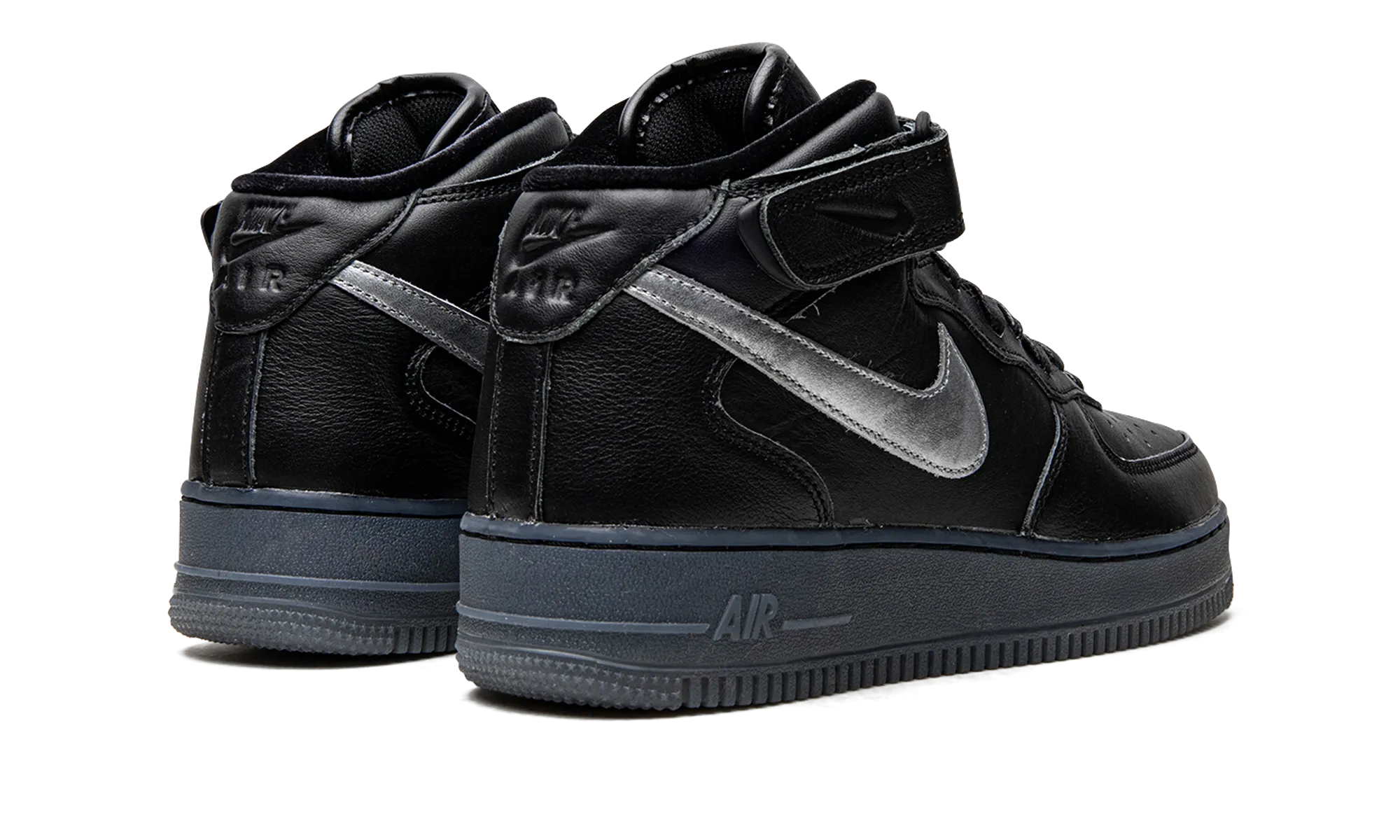 Air Force 1 Mid "Black / Metallic Silver" breathable vents