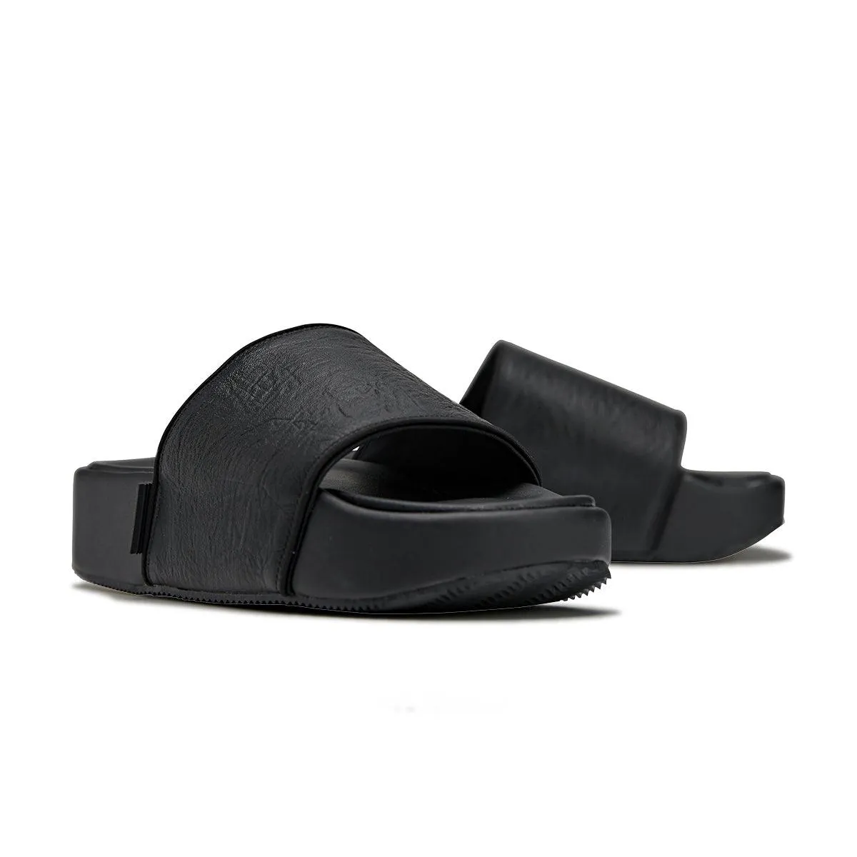 Leather Slides 'Black' back - zip