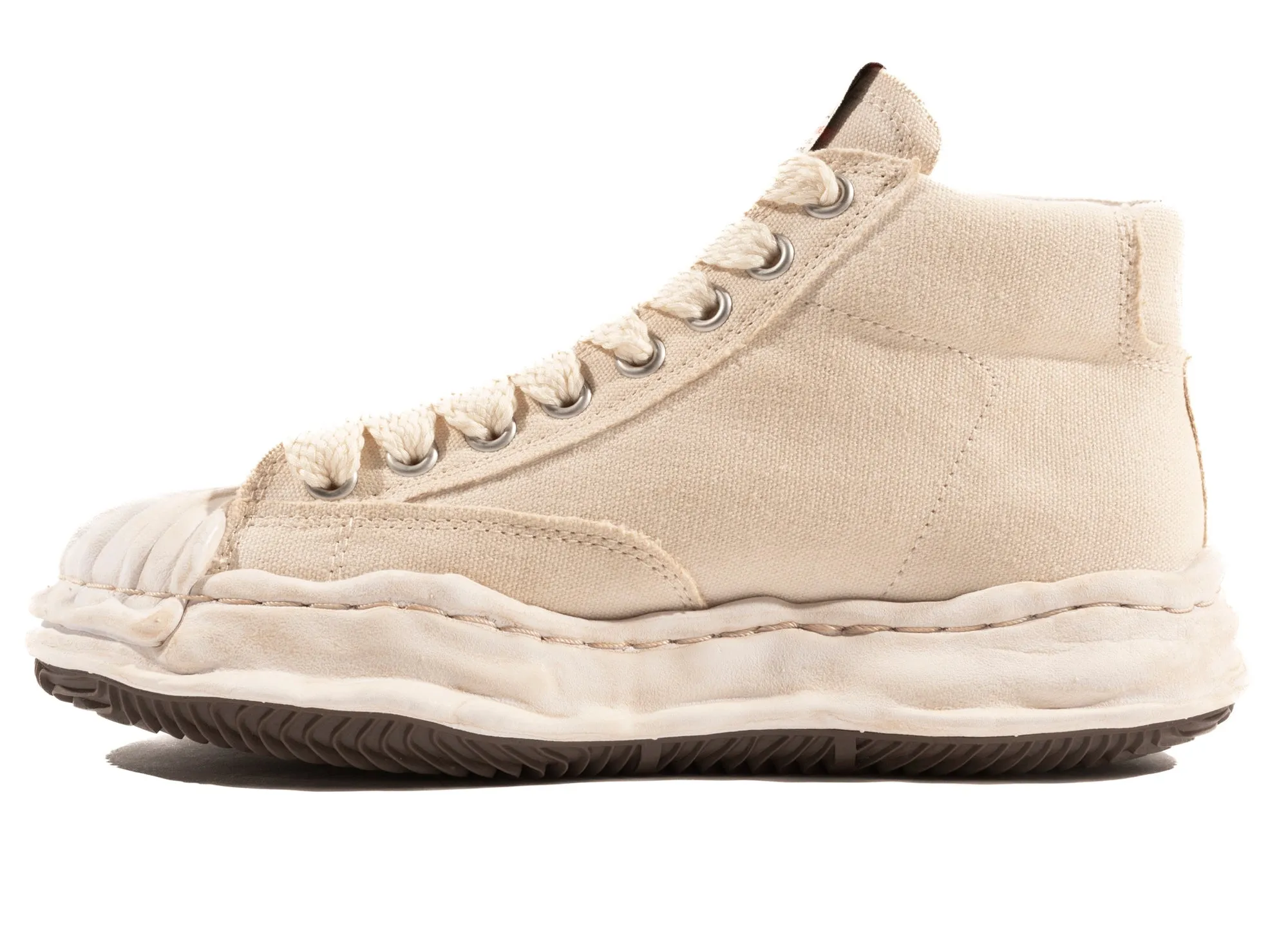 Dual Tone Luggage Fit Maison Mihara Yasuhiro Canvas Blakey High-Top Sneaker in White