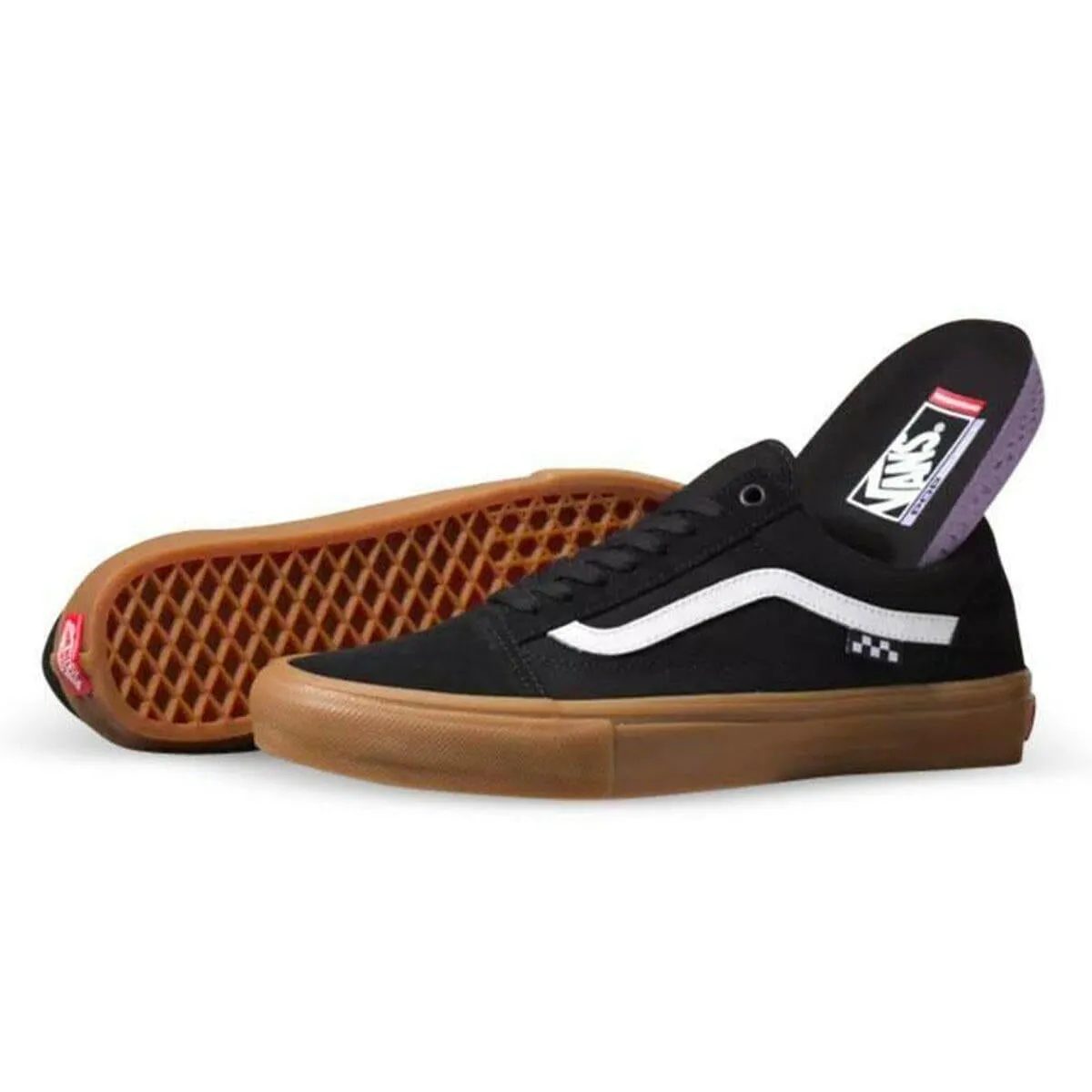 Vans - Skate Old Skool Shoes Black/Gum Quick Fit Support Comfortable Heel Cup