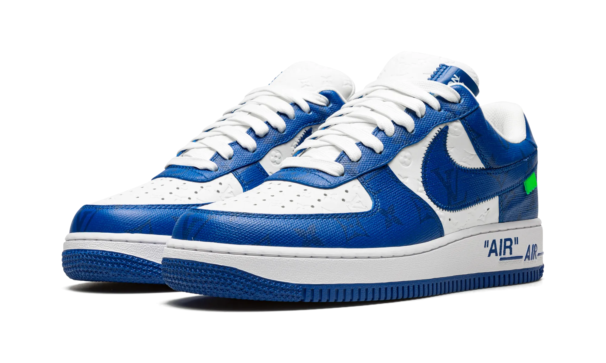 Louis Vuitton Air Force 1 Low "Virgil Abloh - White/Blue" Rubberized Heel