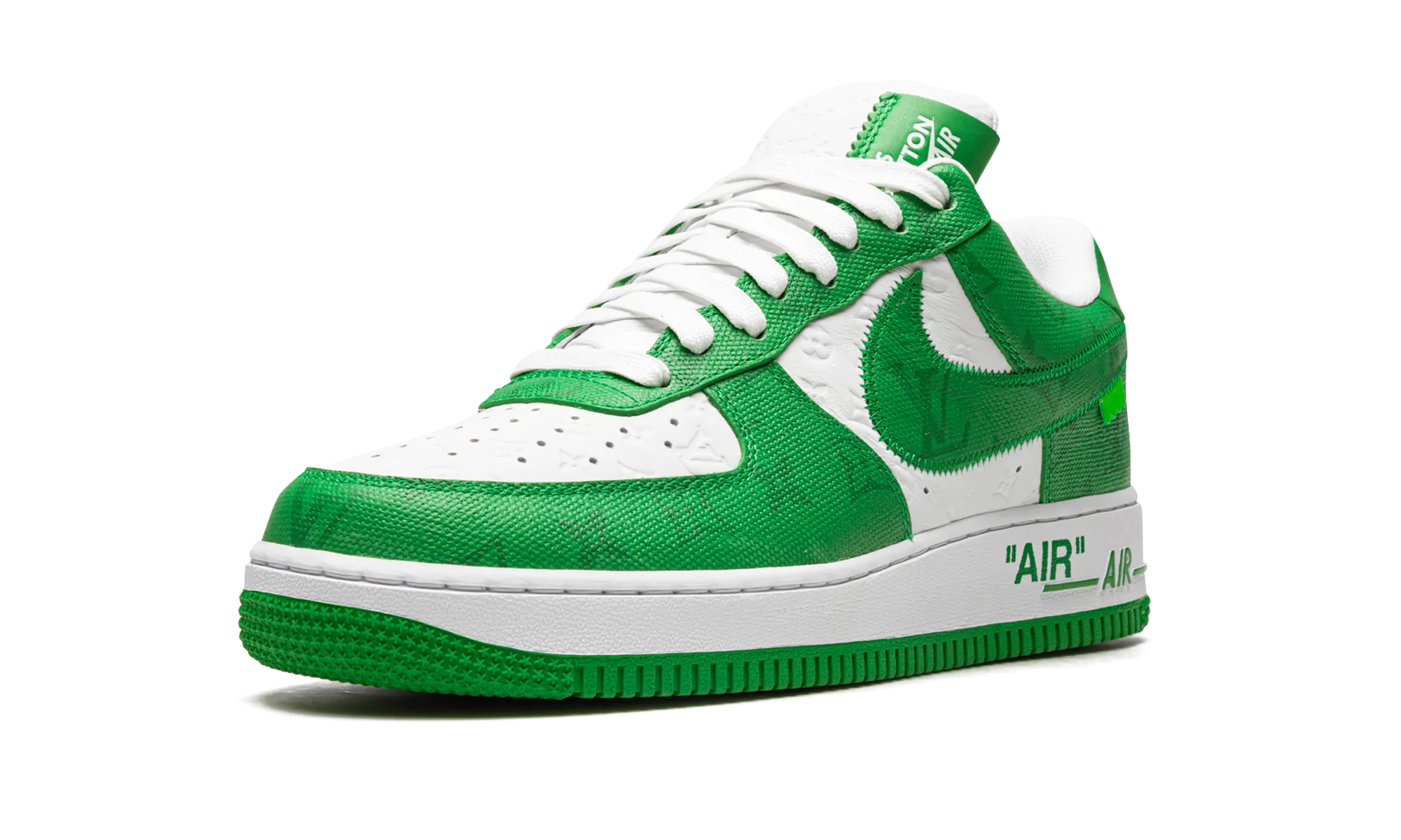 Louis Vuitton Air Force 1 Low "Virgil Abloh - White/Green" Supportive Heel Durable Outsole Rubber