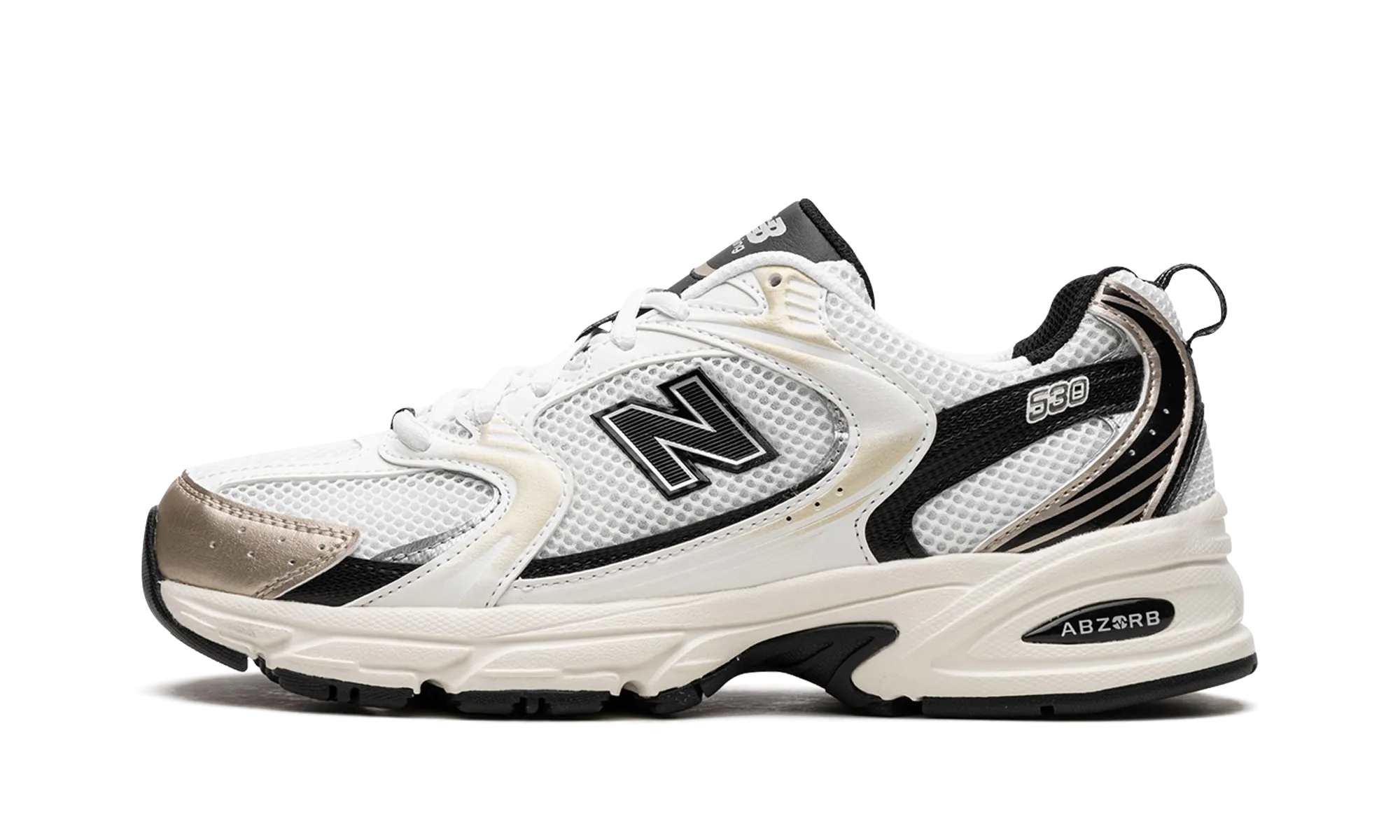 530 "White / Gold / Black" stability - feature shoes men's running footwear