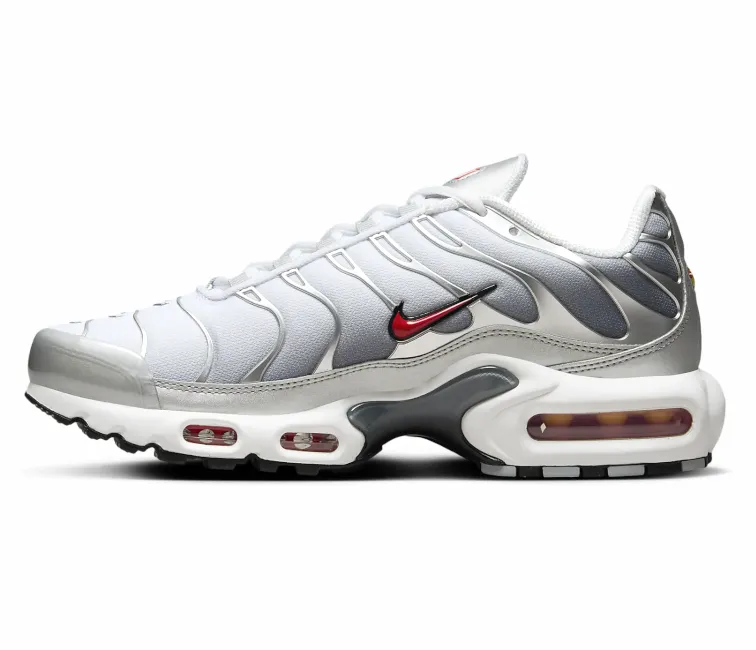 Women's Nike Air Max Plus TN (Silver/Red) Toe Cap Smooth Finish