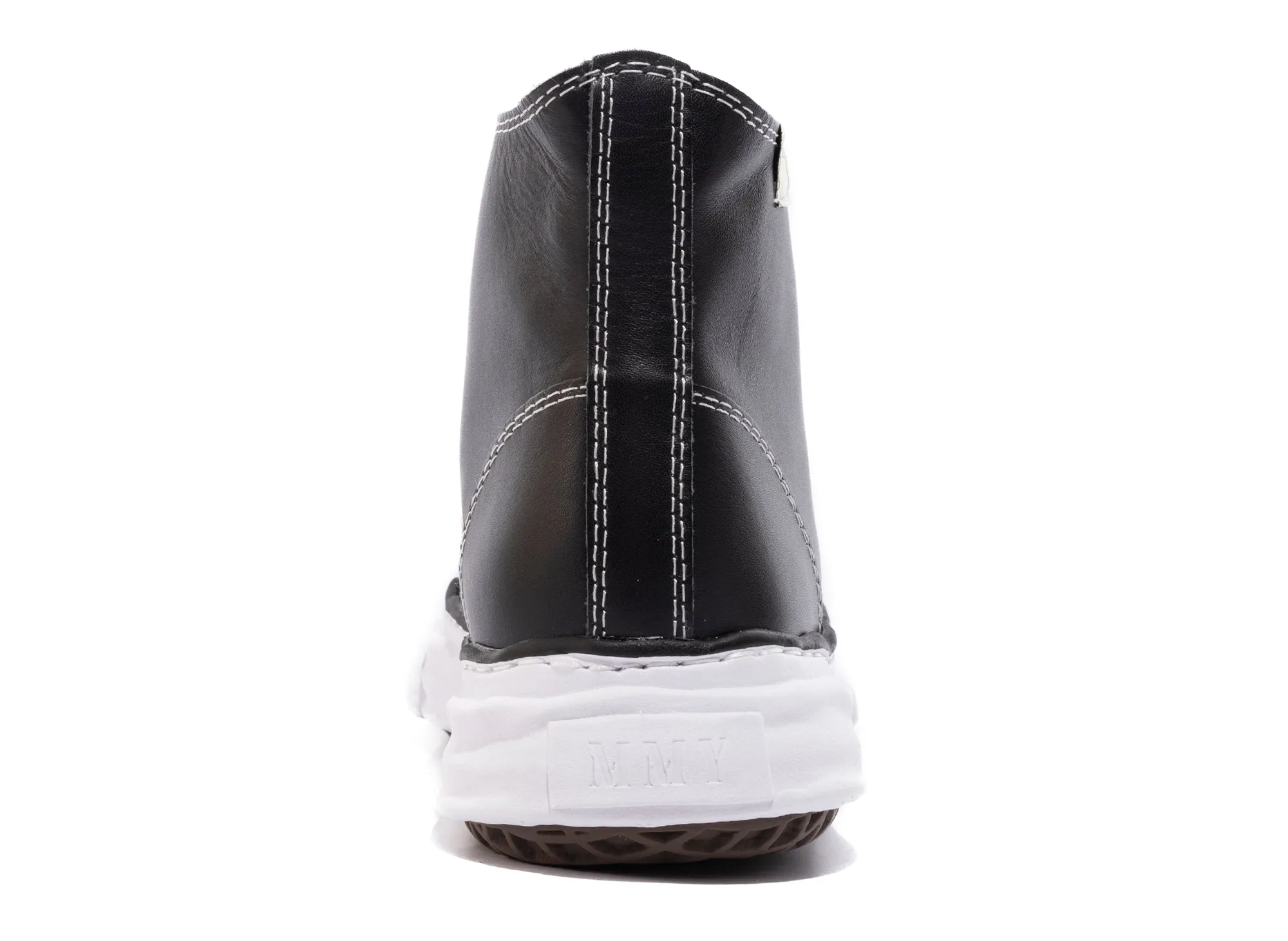 Maison Mihara Yasuhiro High Top Lace Up Sneaker in Black Stretch Fabric Work Commute