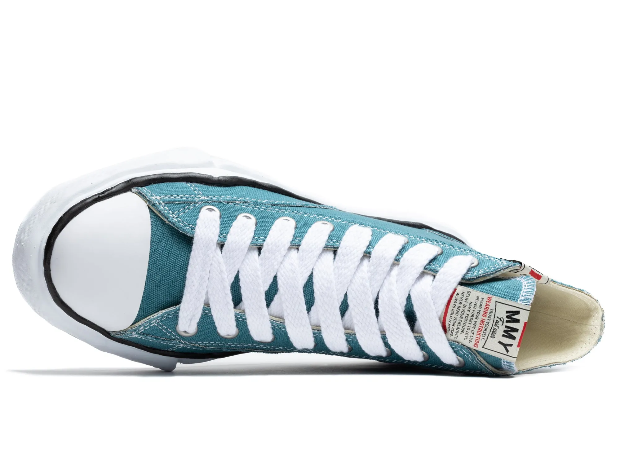 Maison Mihara Yasuhiro High Top Lace Up Sneaker in Blue Leg Slim Black Edge