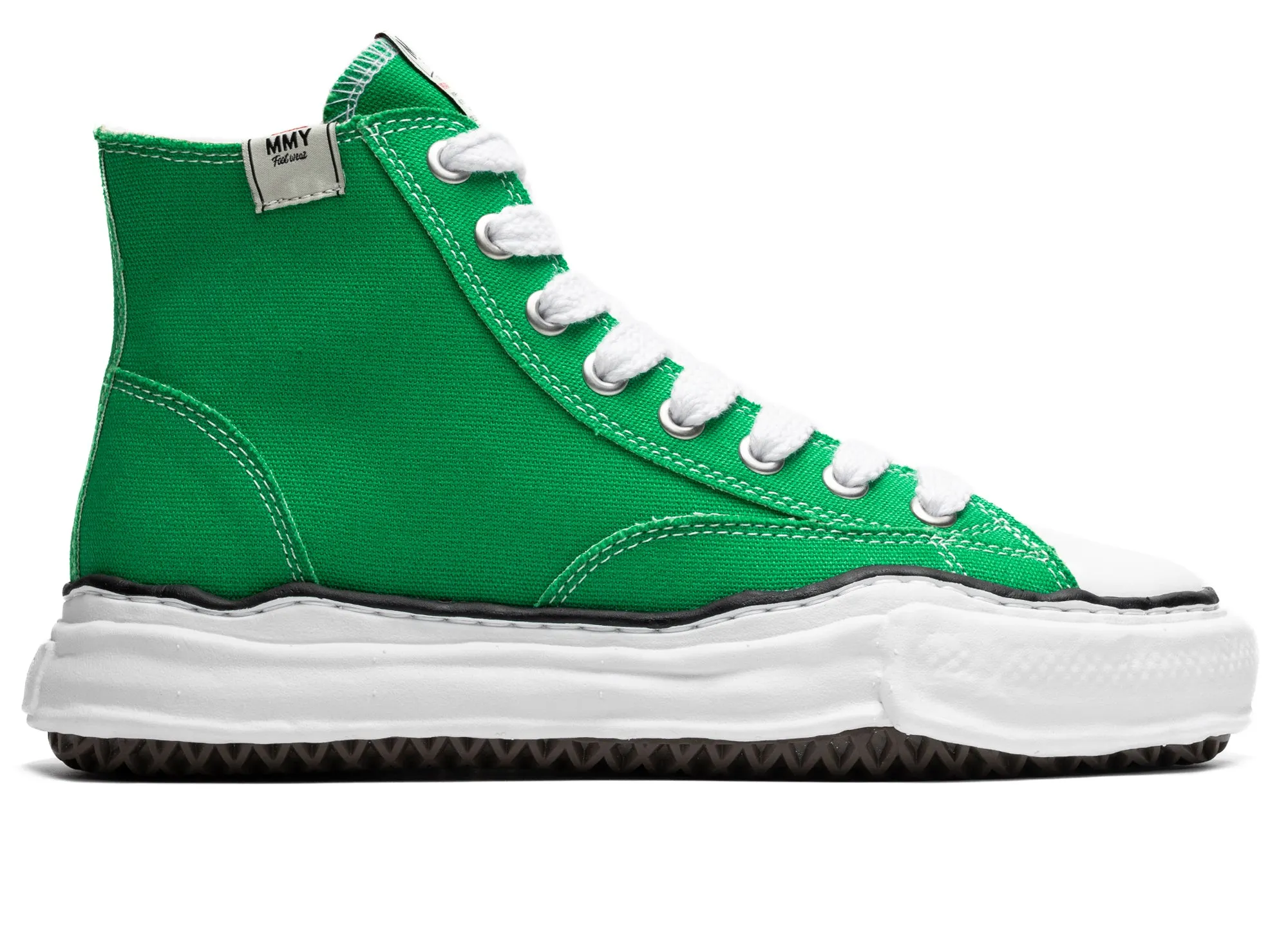 Maison Mihara Yasuhiro High Top Lace Up Sneaker in Green Stretchable