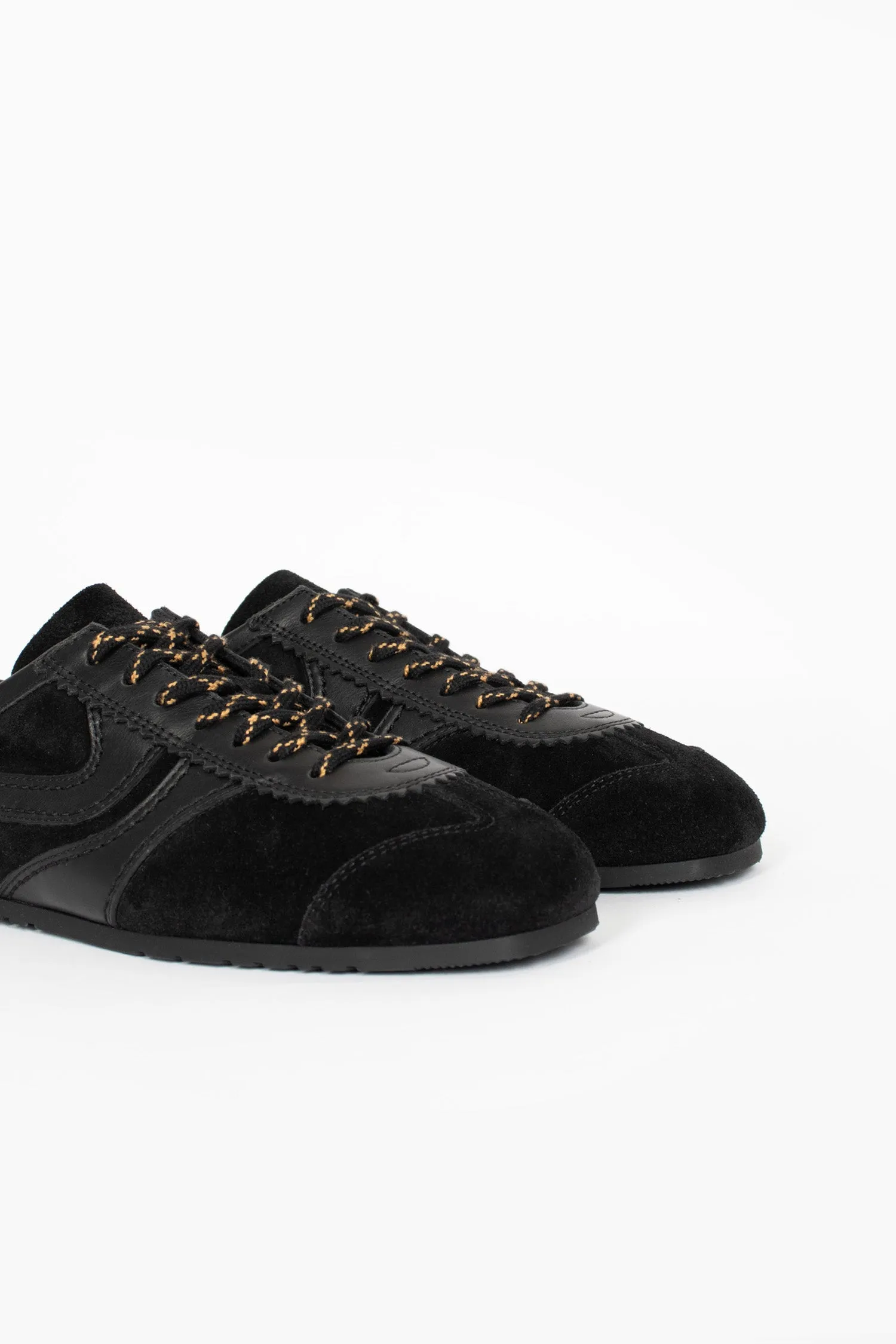 Marathon Suede Sneakers Black Soft Support Odor Resistant Lining