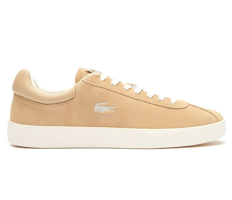 Men's Lacoste Baseshot 124 3 SMA (Light Brown/Off White) Structured Edge Sidewalk Ready