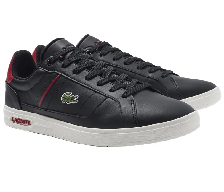Men's Lacoste Europa Pro 222 1 (Black/Red) Lateral Support SyntheticLeather