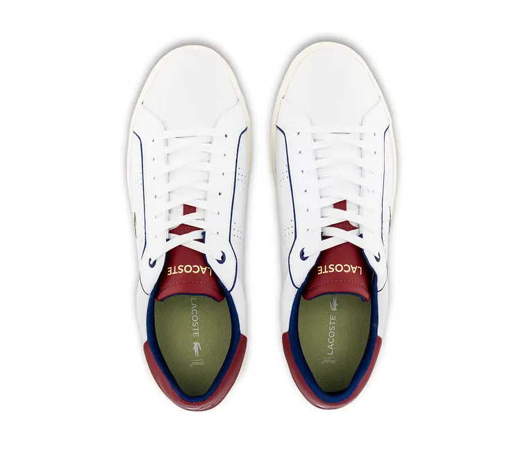 Durable Rubber Treads Ultra-soft shock absorption Men's Lacoste Powercourt 2.0 222 1 (White/Red)