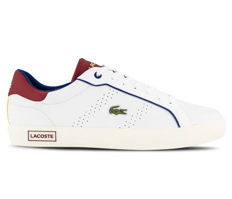 Men's Lacoste Powercourt 2.0 222 1 (White/Red) Elastic Collar Design Recycled Material Build