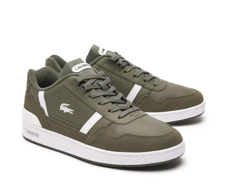 Men's Lacoste T-Clip 223 6 (Khaki/White) Fashionable Appeal Abrasion Shield Technology