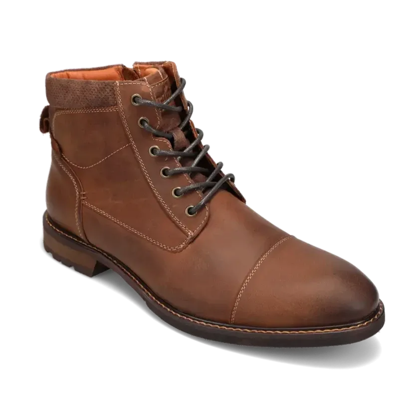 Men's Lodge Cap Toe Lace Up Boot Brown Slip On Style Airy Space