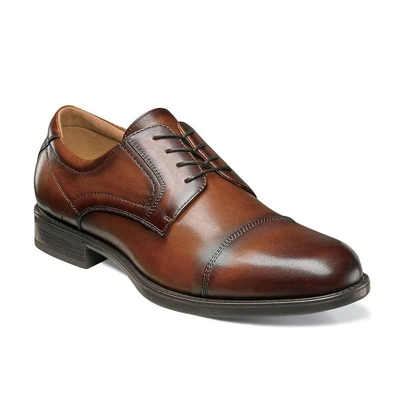 Seamless Style Men's Midtown Cap Toe Oxford Cognac