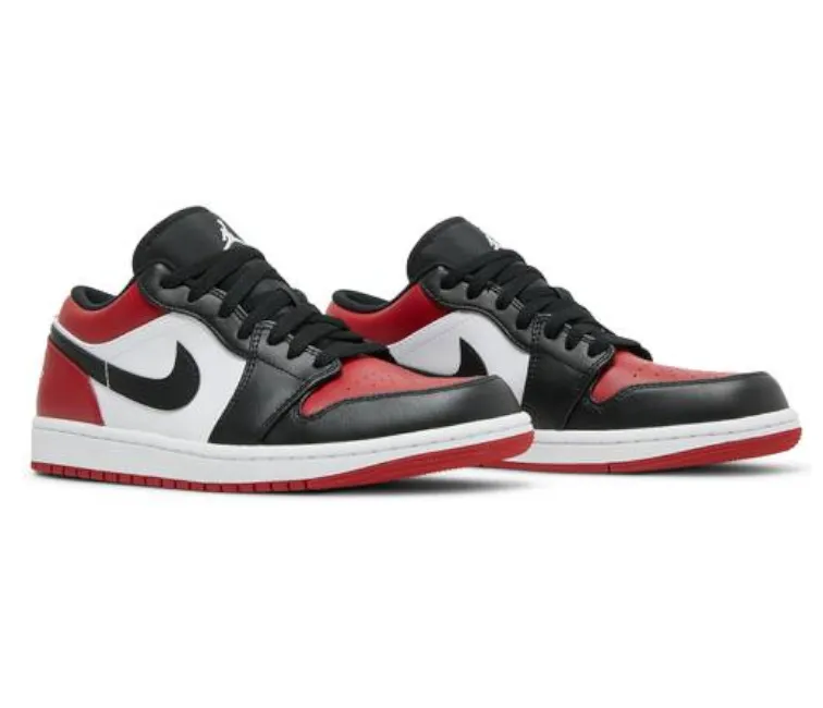 Men's Nike Air Jordan 1 Low (Bred Toe) Active Routine Tennis Sneakers