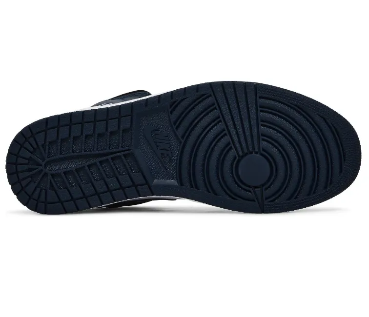 Mens Nike Air Jordan 1 Mid (Armory Navy) Rockered Outsole Design Stretch Entry