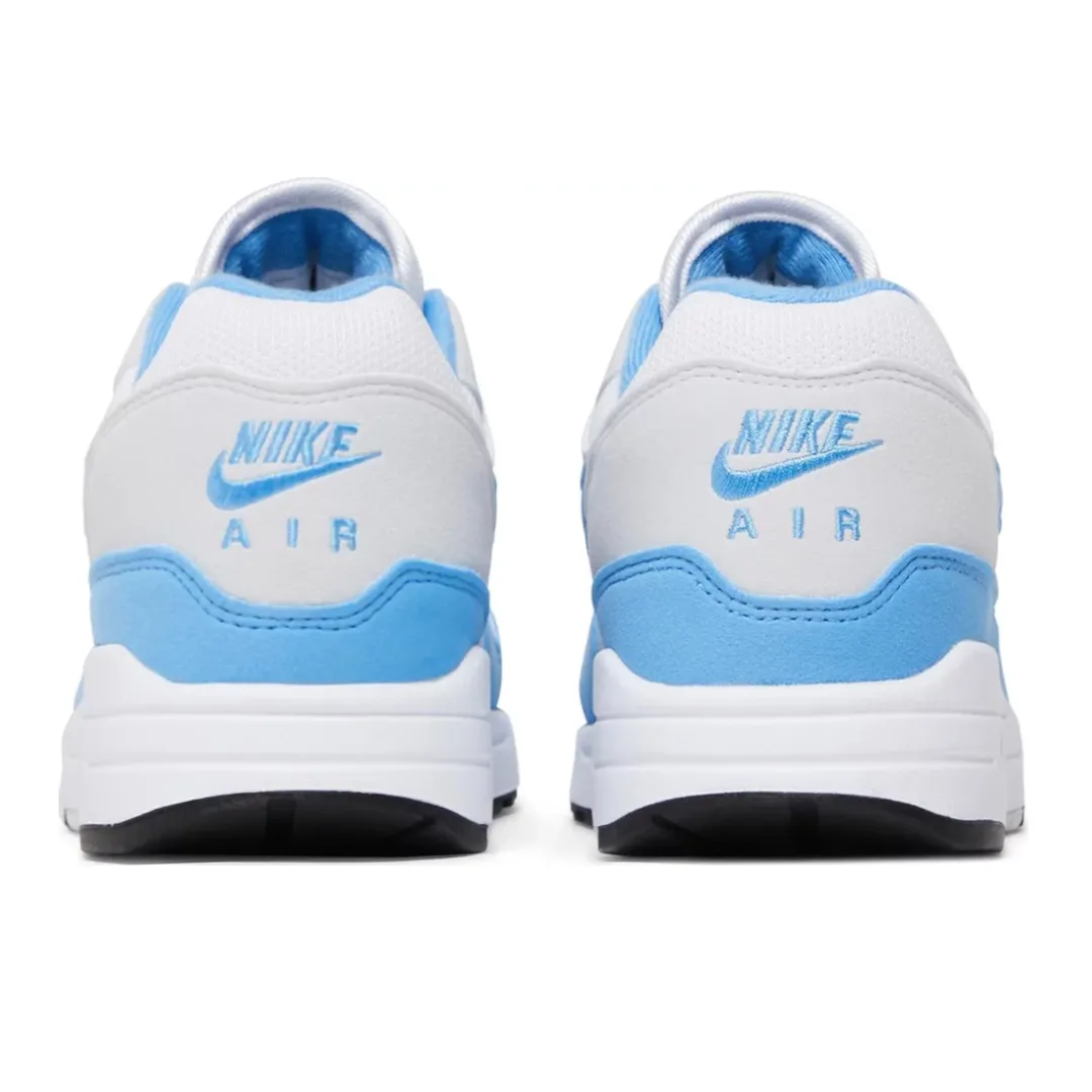 Mens Nike Air Max 1 White/University Blue Torsional Stability Base Dynamic Lacing