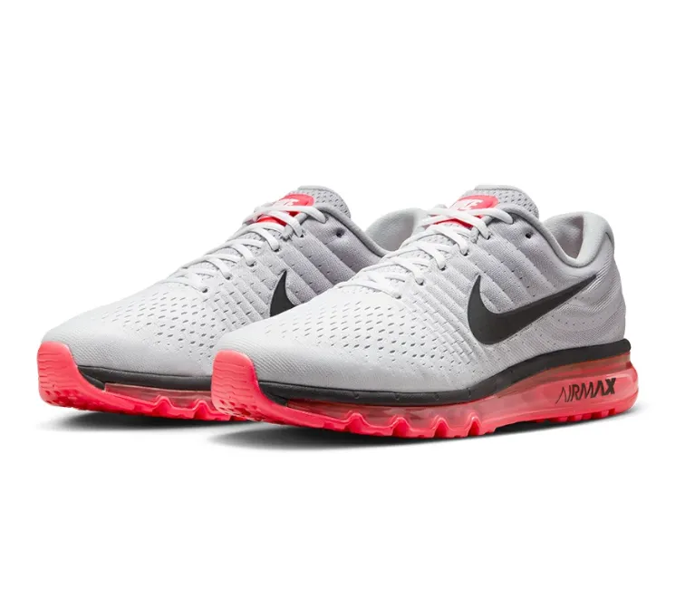 Men's Nike Air Max 2017 (Wolf Grey/Hot Punch) Upgraded piece Flexible Support
