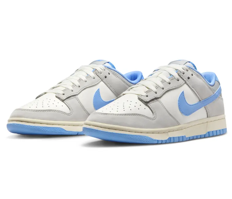 Wide base stability High Traction Design Men's Nike Dunk Low (Sail/University Blue)
